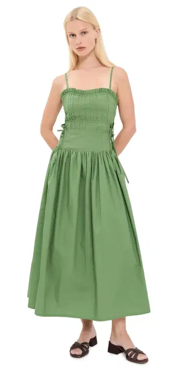 Moon River Pleated Midi Dress oss Green | Thumbnail 1 Moon River Pleated Midi Dress oss Green | Thumbnail 1