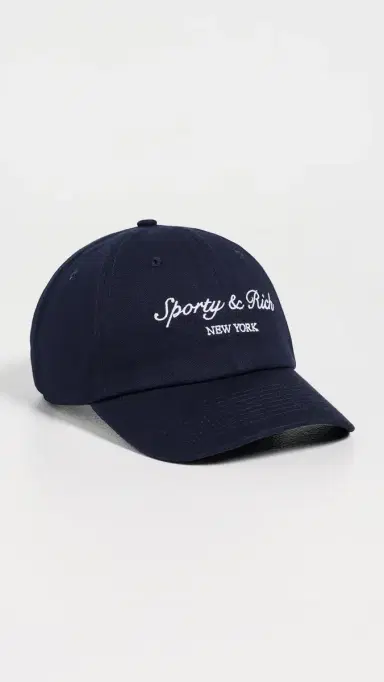 Sporty & Rich Syracuse New York Baseball Cap Dark Navy White One Size | Thumbnail 2
