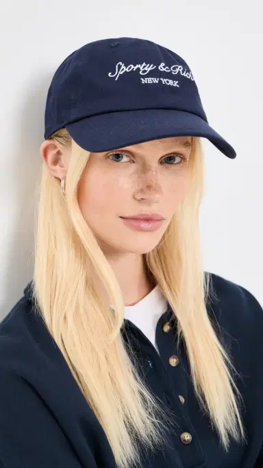 Sporty & Rich Syracuse New York Baseball Cap Dark Navy White One Size | Thumbnail 3