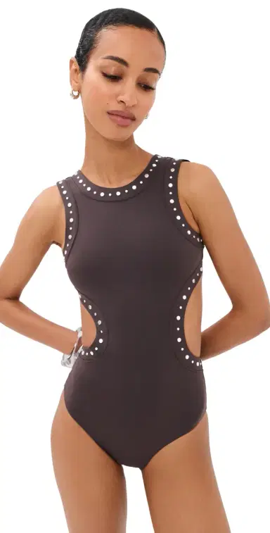 Staud Dolce One Piece Espresso Studs S | Thumbnail 1 Staud Dolce One Piece Espresso Studs S | Thumbnail 1