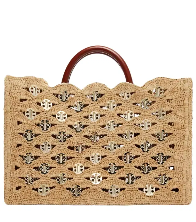 Rabanne 1969 embellished raffia tote bag