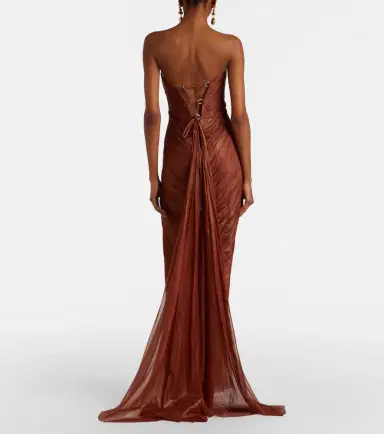 Maria Lucia Hohan Rachel draped silk muslin bustier gown | Thumbnail 3