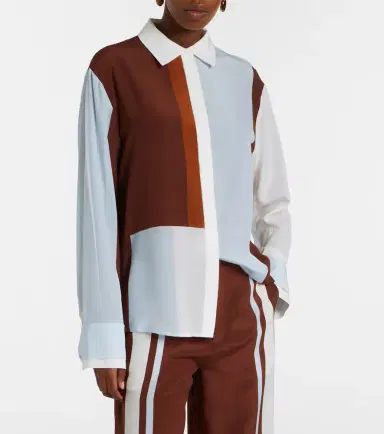 SIR. Marais colorblocked silk shirt | Thumbnail 4