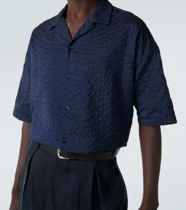 Giorgio Armani Seersucker bowling shirt | Thumbnail 6 Giorgio Armani Seersucker bowling shirt | Thumbnail 6