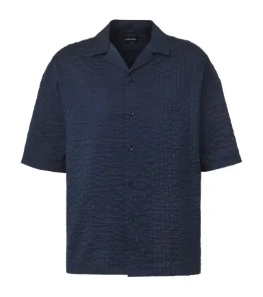 Giorgio Armani Seersucker bowling shirt | Thumbnail 1 Giorgio Armani Seersucker bowling shirt | Thumbnail 1