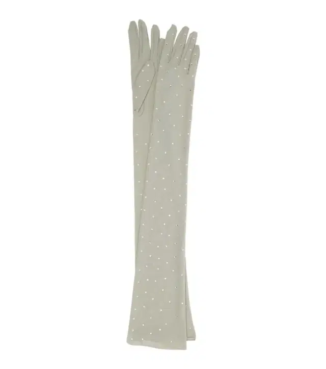 Oséree Crystal-embellished mesh gloves