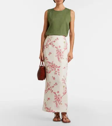 Agua by Agua Bendita Lirica Paraiso linen maxi skirt | Thumbnail 5