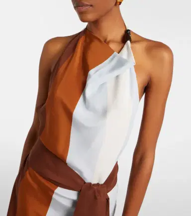 SIR. Striped halterneck silk minidress | Thumbnail 2