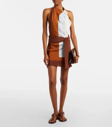 SIR. Striped halterneck silk minidress | Thumbnail 3
