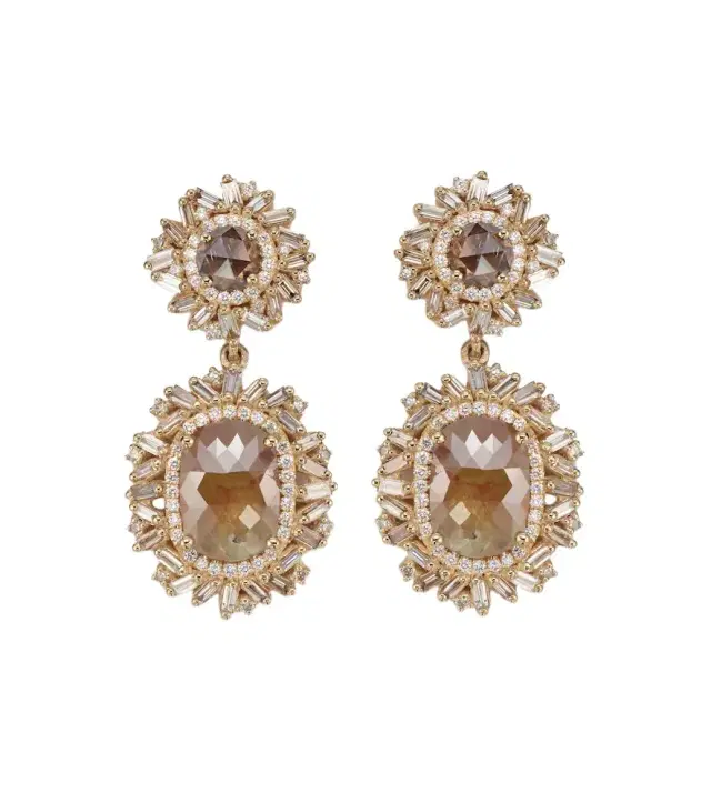 Doublet 18kt gold drop earrings with diamonds