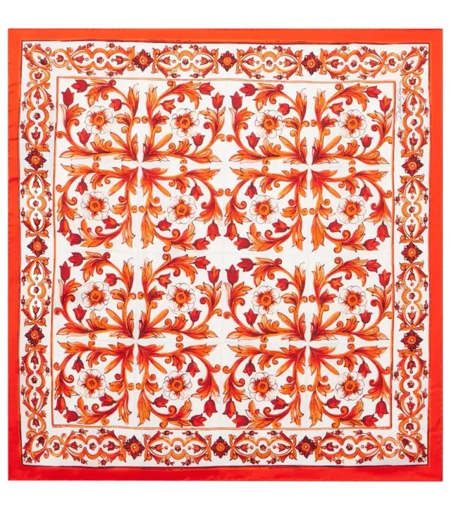 Majolica silk twill scarf