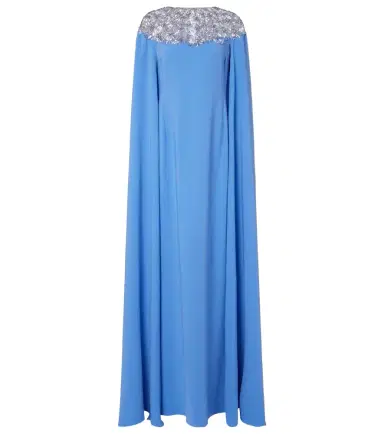 Oscar de la Renta Embellished caped silk-blend gown | Thumbnail 1 Oscar de la Renta Embellished caped silk-blend gown | Thumbnail 1