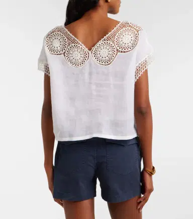 Nili Lotan Caila crochet-trimmed ramie top | Thumbnail 3 Nili Lotan Caila crochet-trimmed ramie top | Thumbnail 3