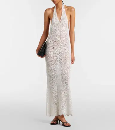 Nili Lotan Eddie crochet halterneck cotton maxi dress | Thumbnail 4