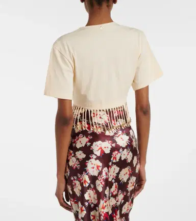 Rabanne Embellished cotton jersey crop top | Thumbnail 3