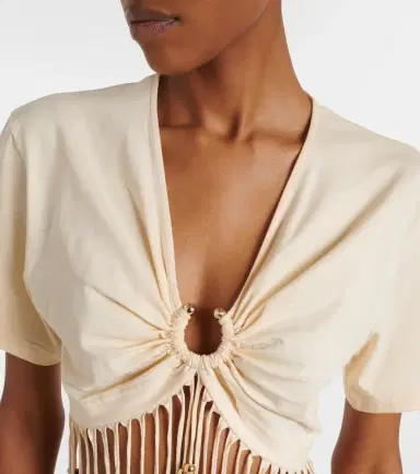 Rabanne Embellished cotton jersey crop top | Thumbnail 4
