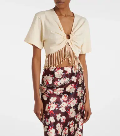 Rabanne Embellished cotton jersey crop top | Thumbnail 5