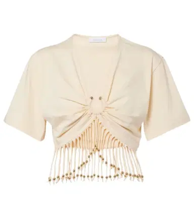 Rabanne Embellished cotton jersey crop top | Thumbnail 1