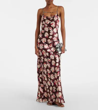 Rabanne Chain-detail floral silk maxi dress | Thumbnail 3 Rabanne Chain-detail floral silk maxi dress | Thumbnail 3