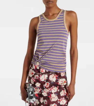 Rabanne Piercing gathered striped tank top | Thumbnail 4
