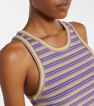 Rabanne Piercing gathered striped tank top | Thumbnail 5