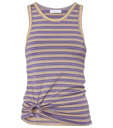 Rabanne Piercing gathered striped tank top | Thumbnail 1