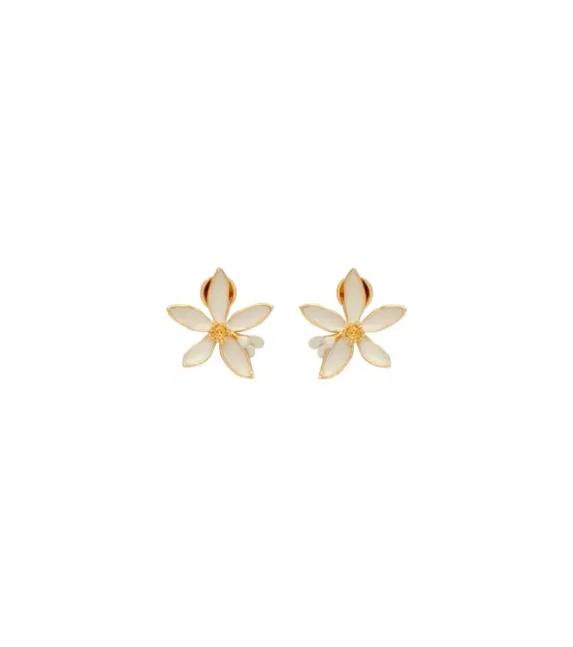 Oscar de la Renta Orange Blossom enamel earrings