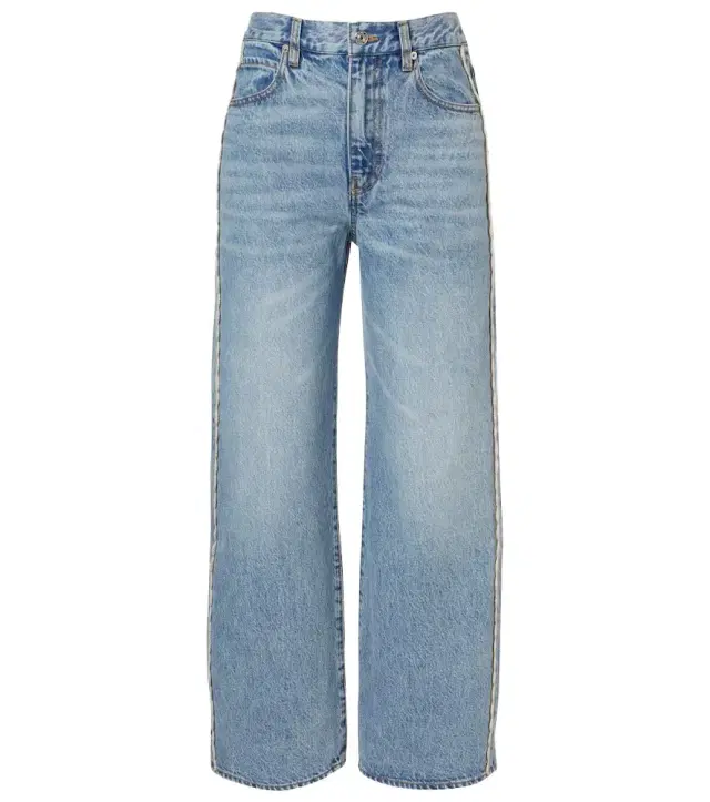 Frame Crochet Bow cropped wide-leg jeans