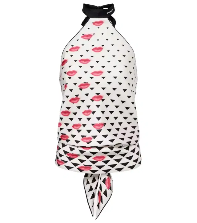 Prada Printed silk twill halterneck top