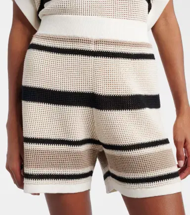 Brunello Cucinelli Open-knit striped cotton shorts | Thumbnail 5