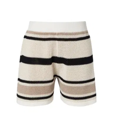Brunello Cucinelli Open-knit striped cotton shorts | Thumbnail 1