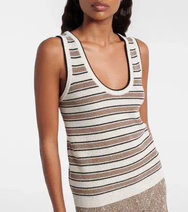 Brunello Cucinelli Striped cotton-blend top | Thumbnail 2