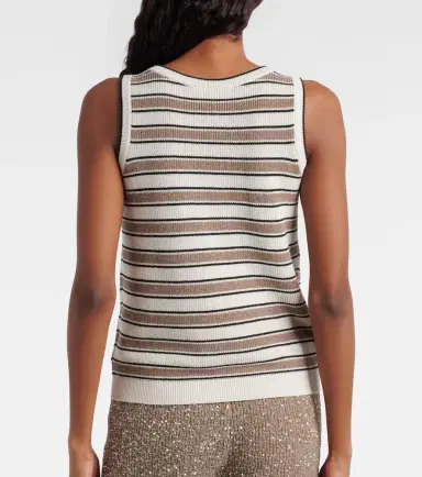 Brunello Cucinelli Striped cotton-blend top | Thumbnail 3