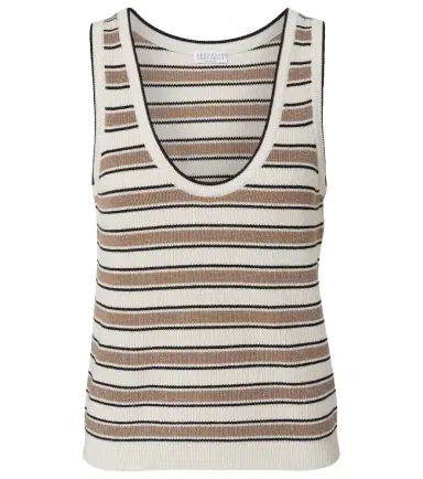 Brunello Cucinelli Striped cotton-blend top | Thumbnail 1