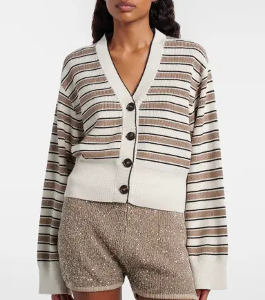 Brunello Cucinelli Striped cotton-blend cardigan | Thumbnail 3 Brunello Cucinelli Striped cotton-blend cardigan | Thumbnail 3