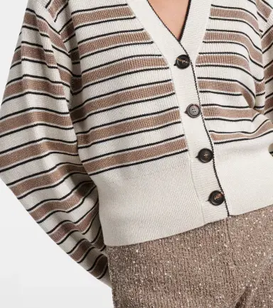 Brunello Cucinelli Striped cotton-blend cardigan | Thumbnail 4 Brunello Cucinelli Striped cotton-blend cardigan | Thumbnail 4