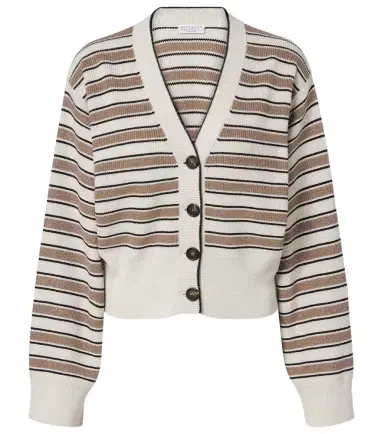 Brunello Cucinelli Striped cotton-blend cardigan | Thumbnail 1 Brunello Cucinelli Striped cotton-blend cardigan | Thumbnail 1