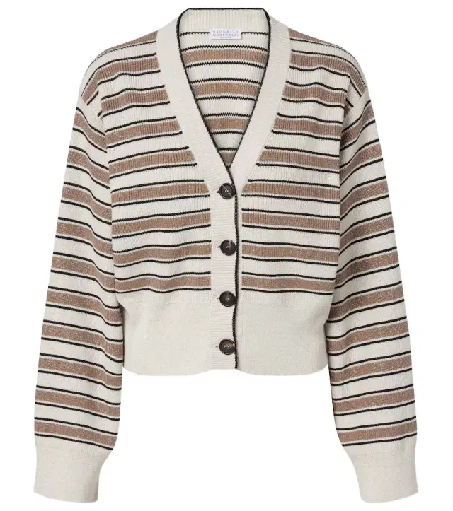 Striped cotton-blend cardigan
