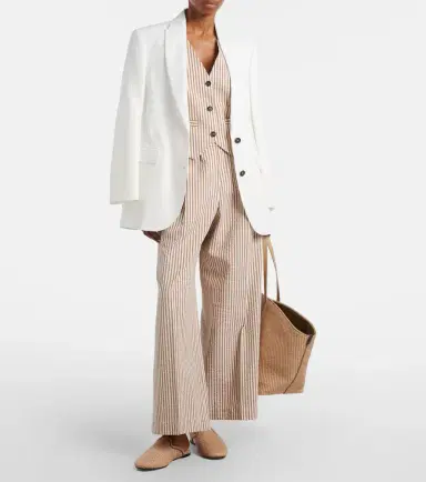 Brunello Cucinelli Striped cotton-blend wide-leg pants | Thumbnail 5 Brunello Cucinelli Striped cotton-blend wide-leg pants | Thumbnail 5
