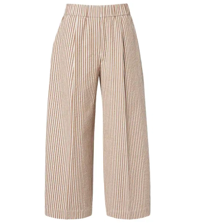 Brunello Cucinelli Striped cotton-blend wide-leg pants
