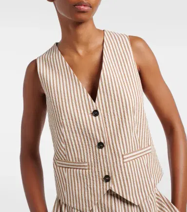 Brunello Cucinelli Striped cotton-blend vest | Thumbnail 3