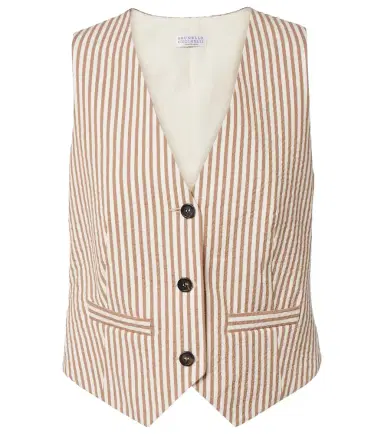 Brunello Cucinelli Striped cotton-blend vest | Thumbnail 1