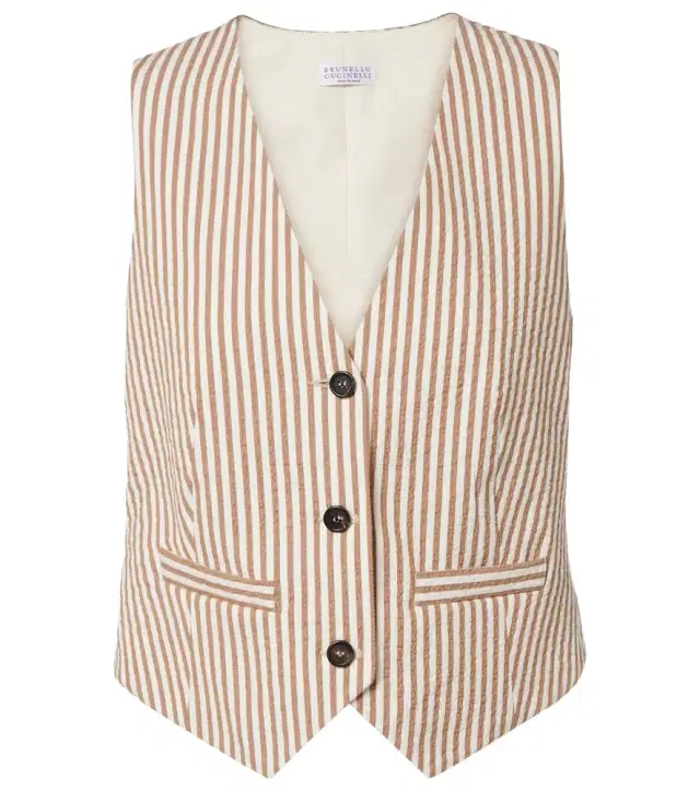 Brunello Cucinelli Striped cotton-blend vest