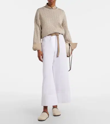 Brunello Cucinelli Linen and cotton wide-leg pants | Thumbnail 3 Brunello Cucinelli Linen and cotton wide-leg pants | Thumbnail 3