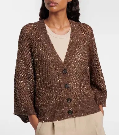 Brunello Cucinelli Open-knit sequined cardigan | Thumbnail 5 Brunello Cucinelli Open-knit sequined cardigan | Thumbnail 5