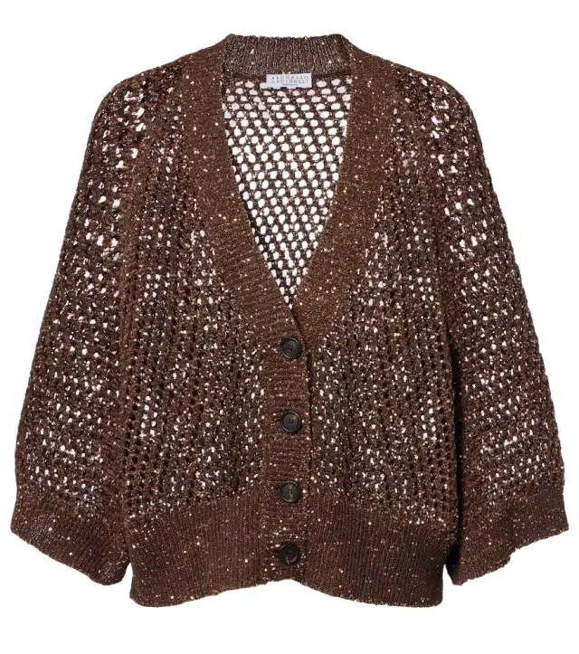 Brunello Cucinelli Open-knit sequined cardigan