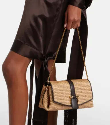 Ferragamo Mia Small raffia shoulder bag | Thumbnail 4