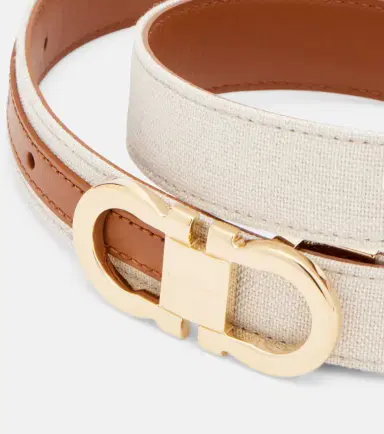Ferragamo Gancini canvas and leather belt | Thumbnail 2 Ferragamo Gancini canvas and leather belt | Thumbnail 2