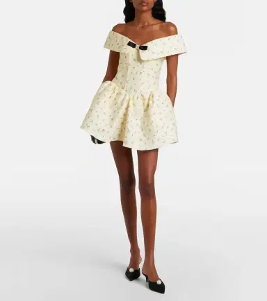 SHUSHU/TONG Floral off-shoulder cotton and silk corset dress | Thumbnail 3