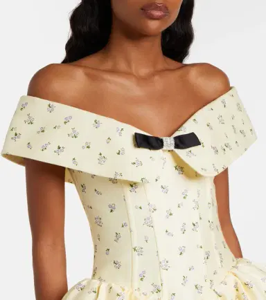 SHUSHU/TONG Floral off-shoulder cotton and silk corset dress | Thumbnail 6